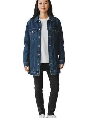 Classic Long Dark Indigo Denim Jacket